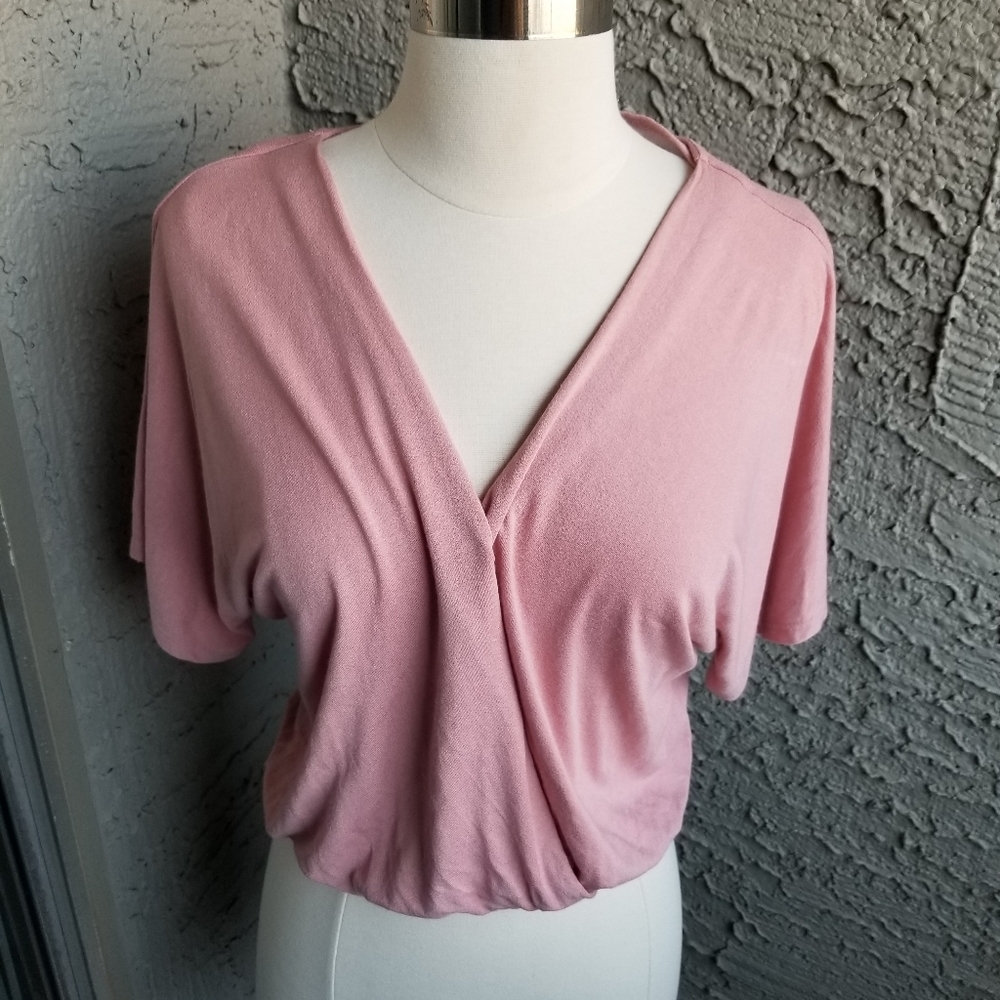 Double Zero Pink Wrap Front Blouse (cropped)